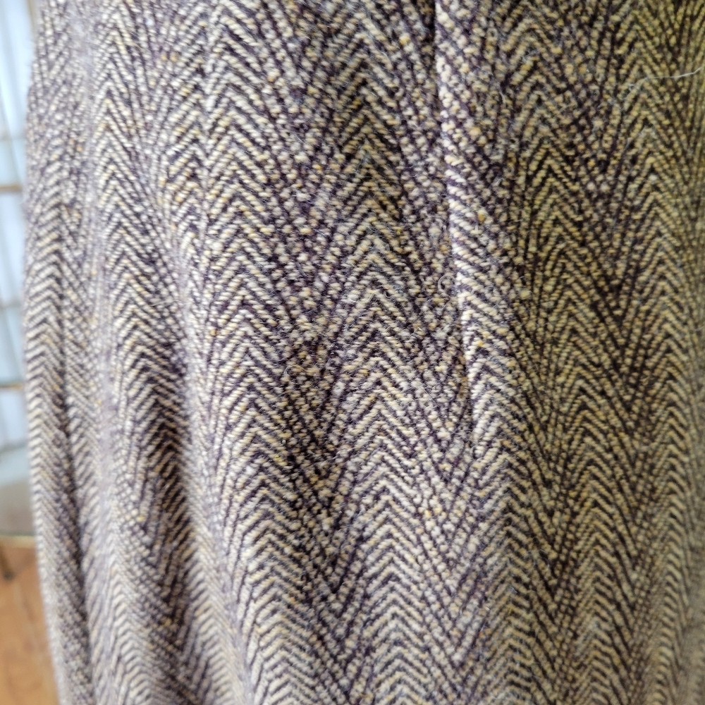 Vintage Harv'e Benard Sport Brown Wool Tweed Skirt With Fringe Size 10 - Picture 4 of 14